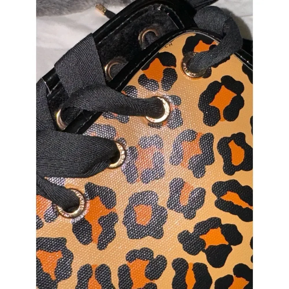 Sz 7.5/38 EUR Coach tristee lace up leopard animal print rain snow boots